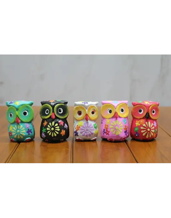 Ahşap 5li Baykuş Seti Model 2