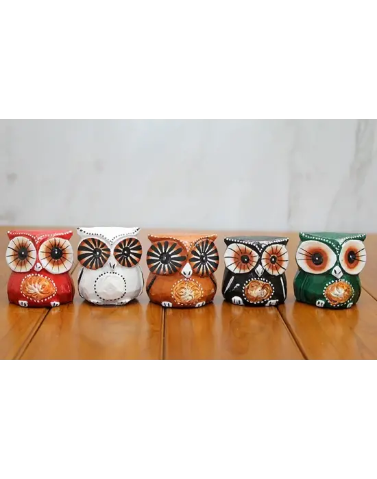 Ahşap 5li Baykuş Seti Model 3