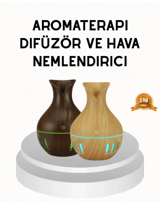 Ahşap Desenli 130 Ml Aromaterapi Difüzör Sessiz Ve Usb Bağlantılı