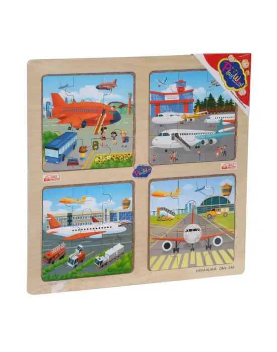 Omarı Ahşap Eğitici 4lü Puzzle Seti - Çocuklar İçin Eğlenceli Oyuncak