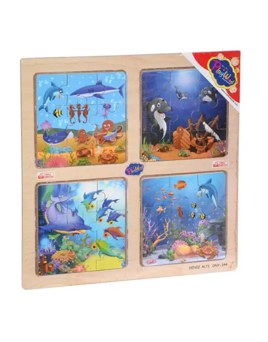 Omarı Ahşap Eğitici 4lü Puzzle Seti - Çocuklar İçin Eğlenceli Oyuncak
