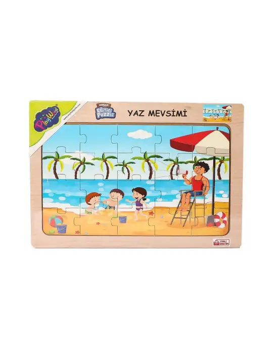 Omarı Doğa Temalı Ahşap Eğitici Puzzle - Yaz Mevsimi