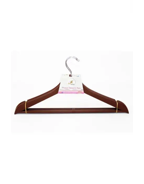 Omarı Şık ve Dayanıklı Ahşap Desenli Elbise Askısı Seti