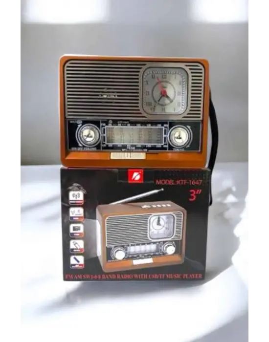 Ahşap Görünümlü Retro Bluetooth Radyo Usb,aux Ve Sd Kart Girişli