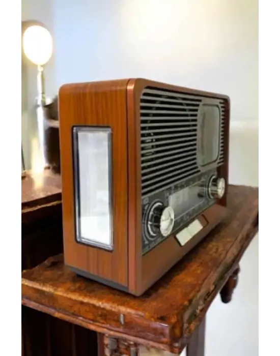 Ahşap Görünümlü Retro Bluetooth Radyo Usb,aux Ve Sd Kart Girişli