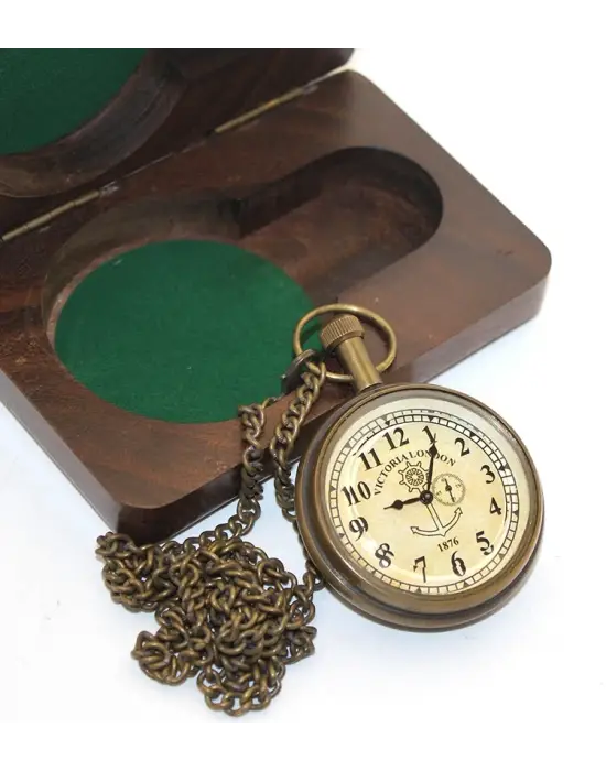 Ahşap Kutulu Pirinç Köstekli Saat Model 6