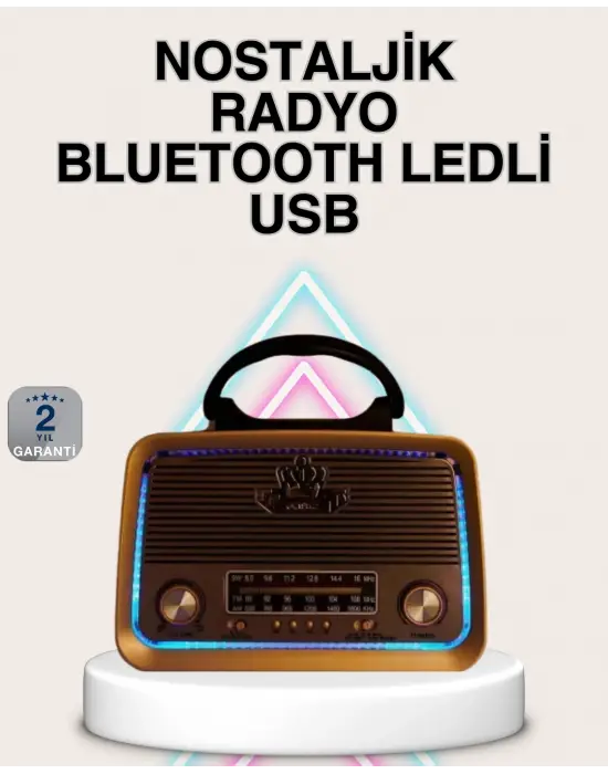 Ahşap Nostaljik Radyo Bluetooth Usb Sd Kart Destekli