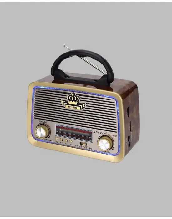 Ahşap Nostaljik Radyo Bluetooth Usb Sd Kart Destekli