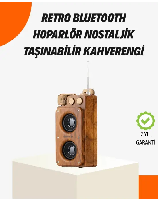 Ahşap Tarzı Kablosuz Hoparlör 5w Güçlü Bass Tf Usb Aux
