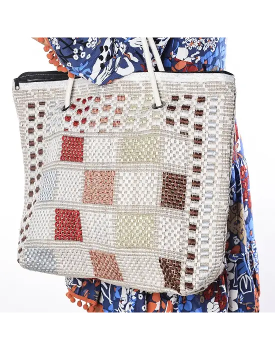 Omarı Denizden Esinlenen Renkli Plaj Çantası