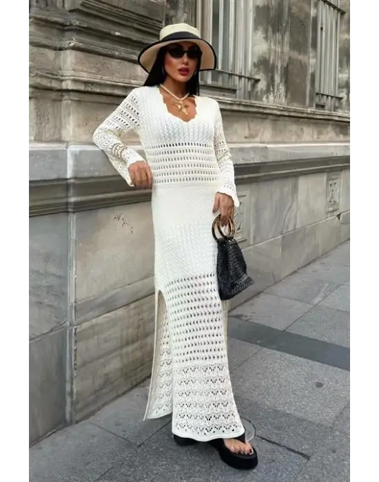 Omarı İspanyol Kol Detaylı Zarif Elbise