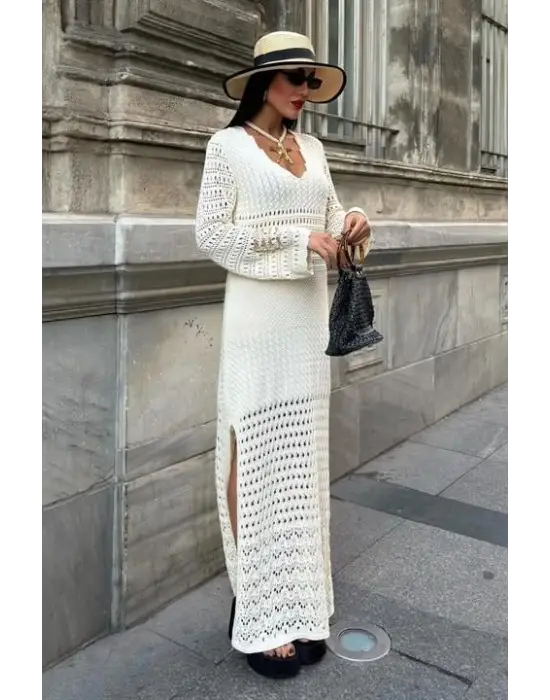 Omarı İspanyol Kol Detaylı Zarif Elbise