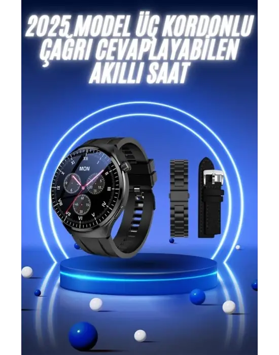 Akıllı Saat Yeni Nesil Üç Kordonlu Nabız Ölçer Çağrı Cevaplama
