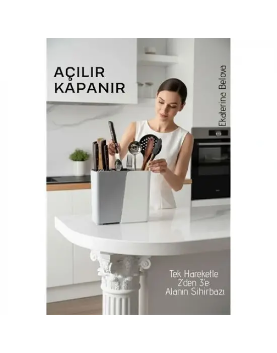 Akıllı Sürgülü Bıçaklık ve Kaşıklık Organizeri - Ayarlanabilir Tezgah Üstü Mutfak Düzenleyici