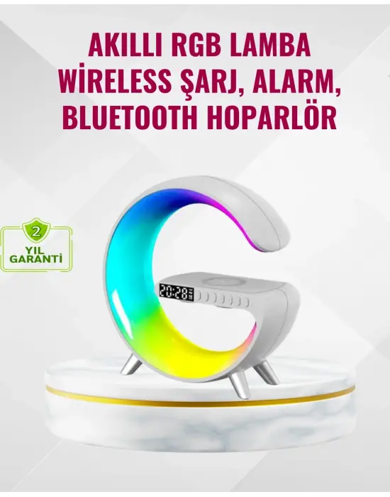 Akıllı Uyku Lambası Gündoğumu Alarmı Kablosuz Şarj Ve Müzik Çalar