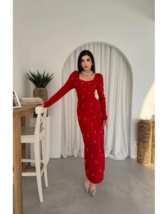 Omarı Şık İnci Detaylı Elbise