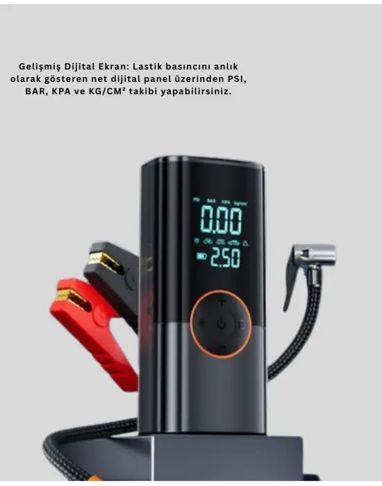 Akü Takviye Cihazı Jump Starter Ve Dijital Hava Kompresörü