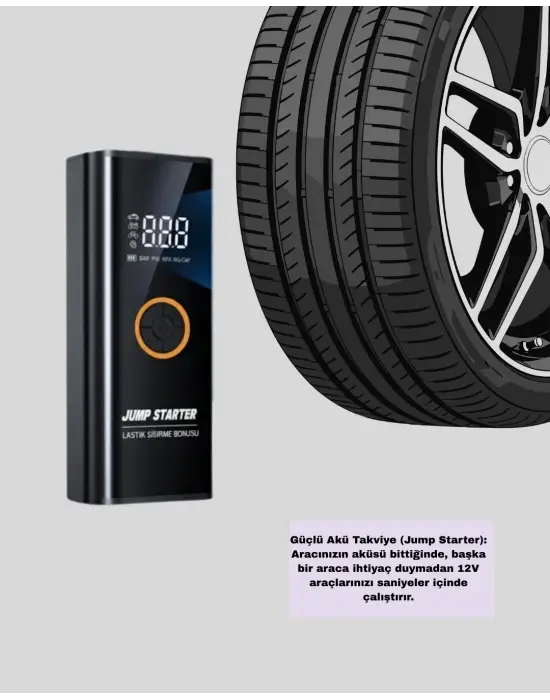 Akü Takviye Cihazı Jump Starter Ve Dijital Hava Kompresörü