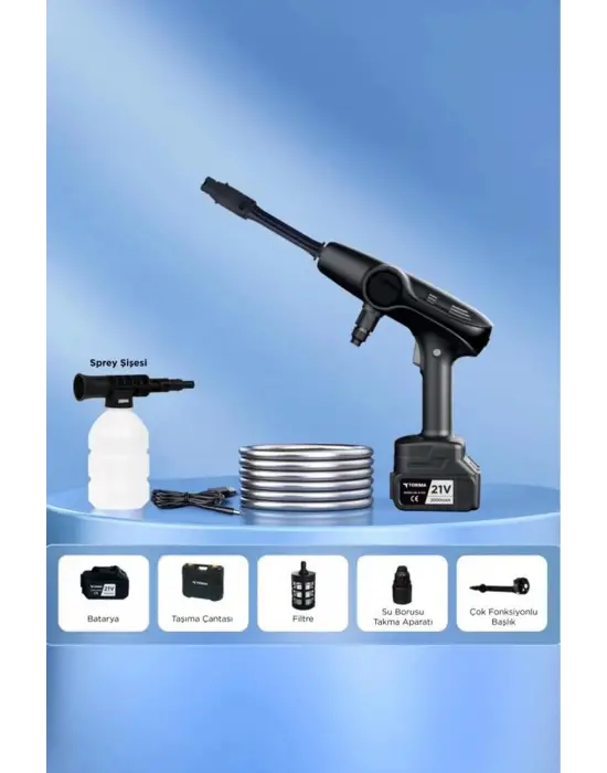 Akülü Şarjlı Yüksek Basınçlı Oto Araba Bahçe Yıkama,temizleme Su Sı