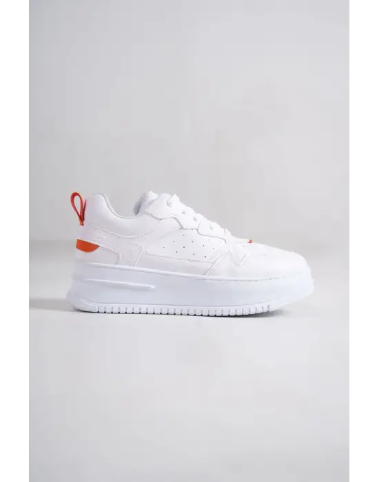 Spor Tabaan Bayan Ayakkabı Beyaz/Turuncu