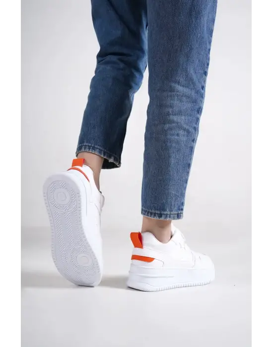 ALESSI Bağcıklı Rahat tabanlı ayakkabı Tabaan Bayan Spor tabanlı ayakkabı Spor Ayakkabı CBT - Beyaz/Turuncu