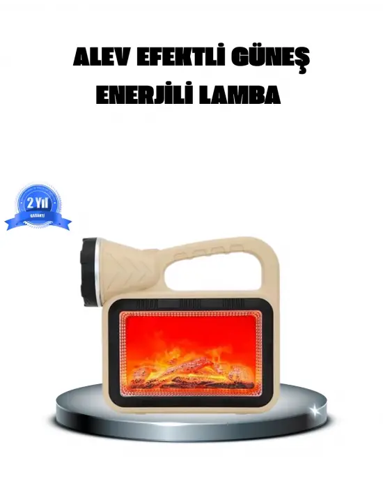 Alev Efektli Solar Lamba Cob Işıklı Taşınabilir Bahçe Kamp Aydınlatma