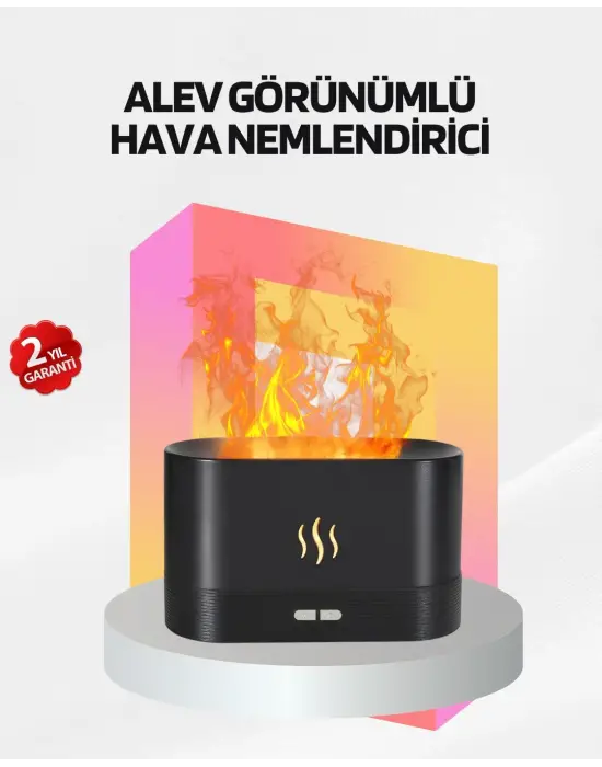 Alev Görünümlü Hava Nemlendirici Kumandalı Led Işıklı Aromatik Difüzör