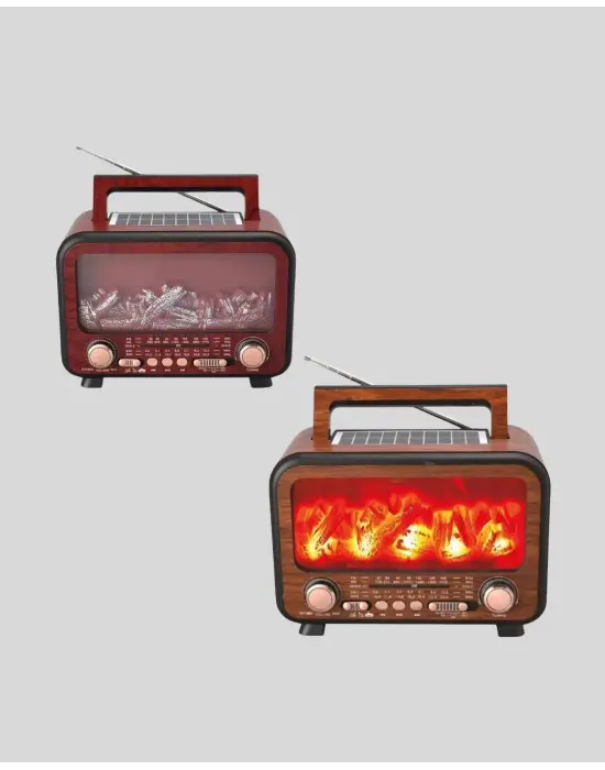 Alev Işığı Efektli Solar Bluetooth Hoparlör Radyo Destekli Taşınabilir Model