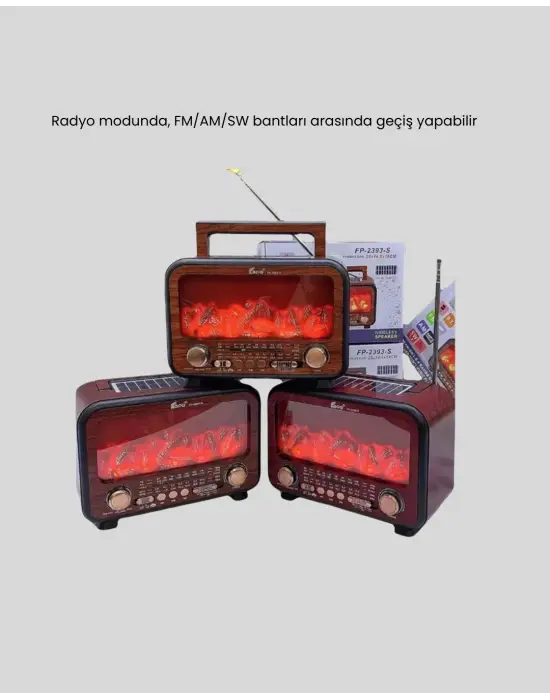 Alev Işığı Efektli Solar Bluetooth Hoparlör Radyo Destekli Taşınabilir Model