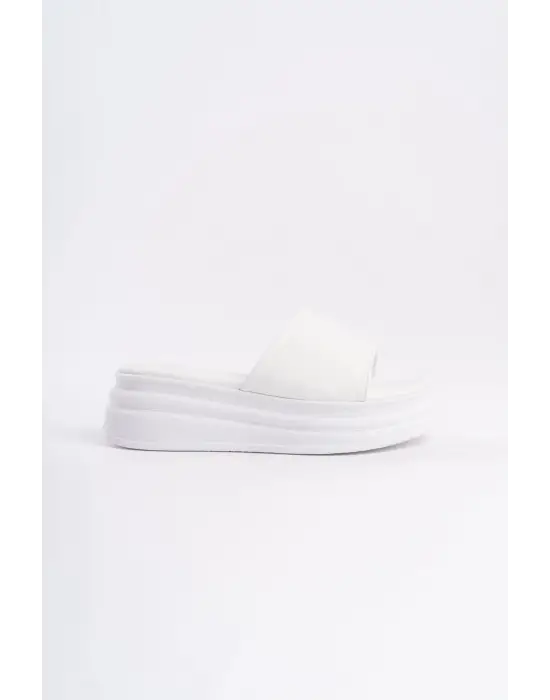 ALICE Düz Topuklu Kalın ve Rahat tabanlı ayakkabı Tabaan Bayan Terlik CBT - Beyaz