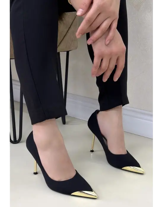 Alis Siyah Saten Stiletto Ayakkabı
