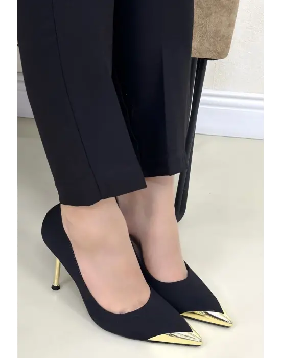 Alis Siyah Saten Stiletto Ayakkabı