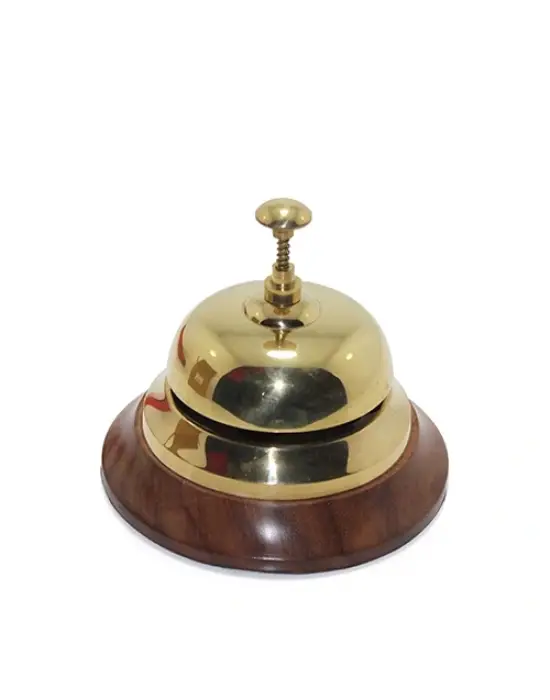 Altı Ahşap Üstü Pirinç Masa Üstü Resepsiyon Çanı