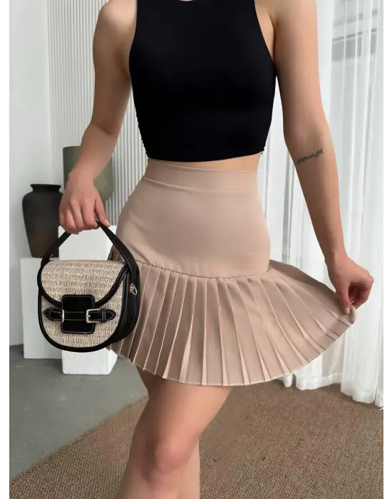 Enerjik Altı Pliseli Mini Etek