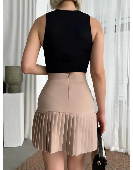 Enerjik Altı Pliseli Mini Etek