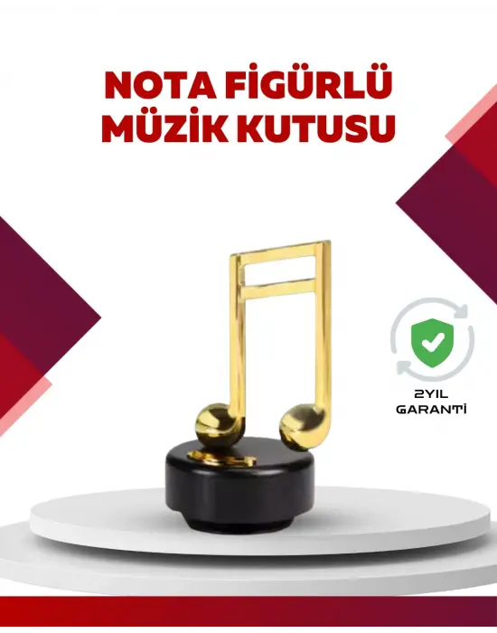 Altın Nota Temalı Müzik Kutusu  Müzikli Hediyelik