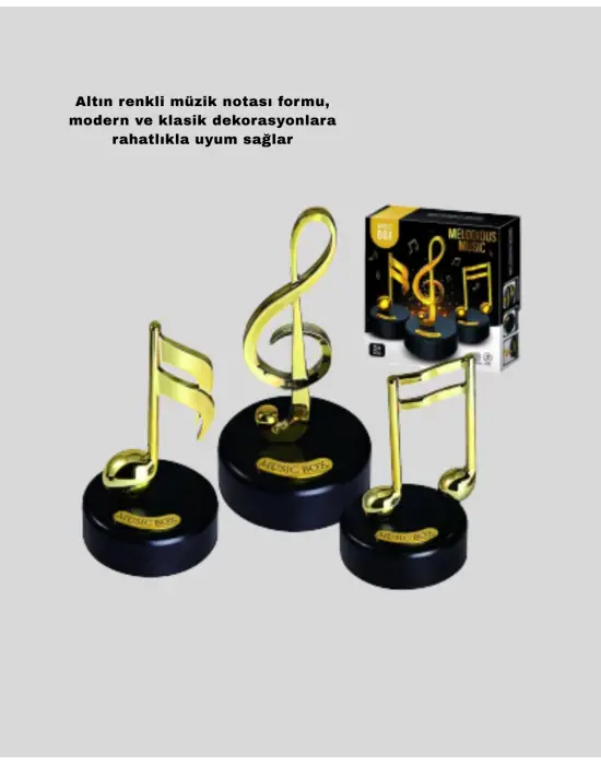 Altın Nota Temalı Müzik Kutusu  Müzikli Hediyelik