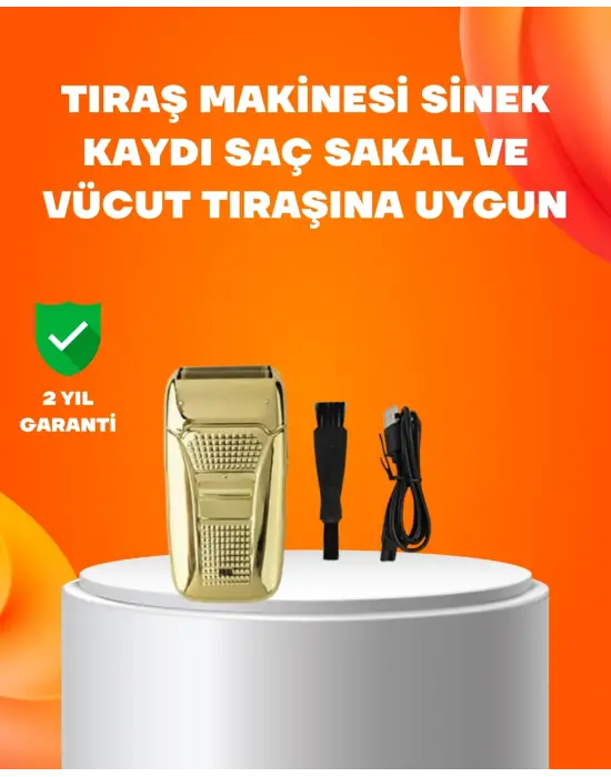 Altın Renk Kablolu Sakal Tıraş Makinesi Çelik Bıçaklı 3w Motor