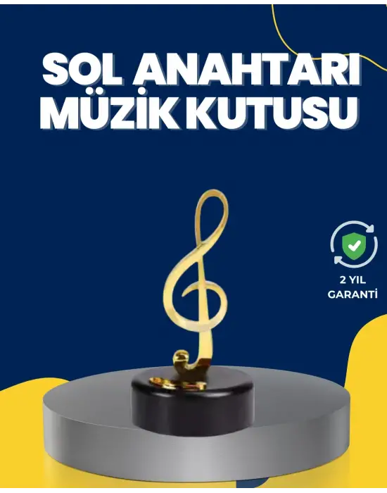 Altın Sol Anahtarı Müzik Kutusu Döner Mekanizmalı