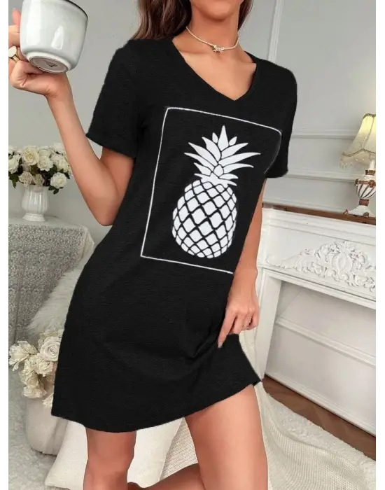 Omarı Yazın Enerjisini Yansıtan Ananas Desenli Elbise