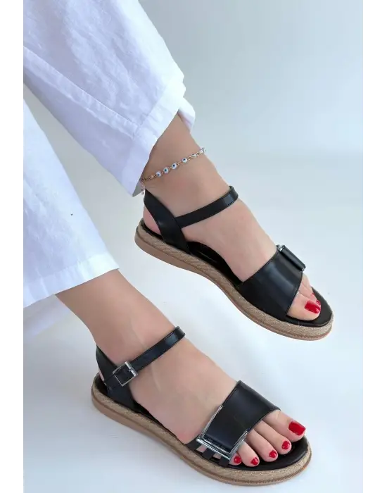 Andana Siyah Cilt Sandalet