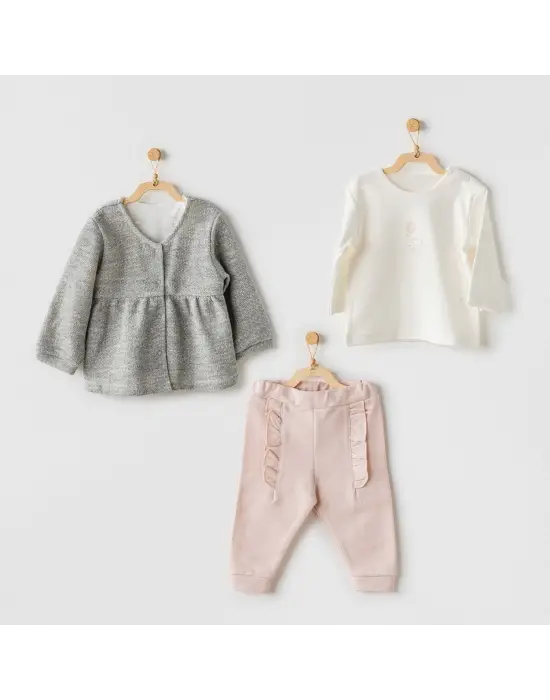 Andywawa AC24128 Ballerina 3lü Bebe Takım Grey Ecru Pink