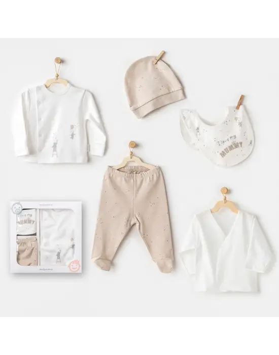 Omarı Klasik ve Rahat Beige 5li Hastane Çıkışı Seti