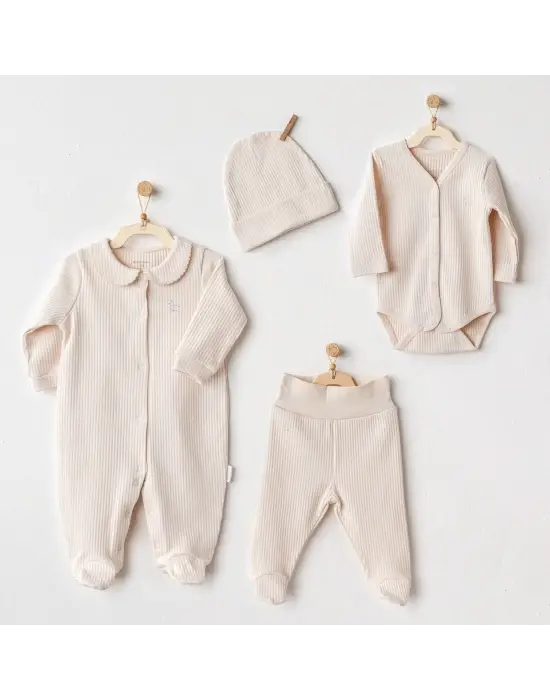 Omarı Yumuşak ve Şık Bej Renkli Hastane Çıkışı Seti