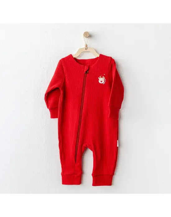 Omarı Rahat ve Şık Bebek Tulumu Kırmızı Renkli