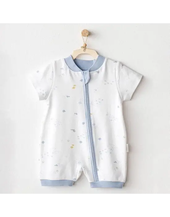 Omarı Deniz Temalı Beyaz Bebek Tulumu - Sevimli ve Rahat Tasarım