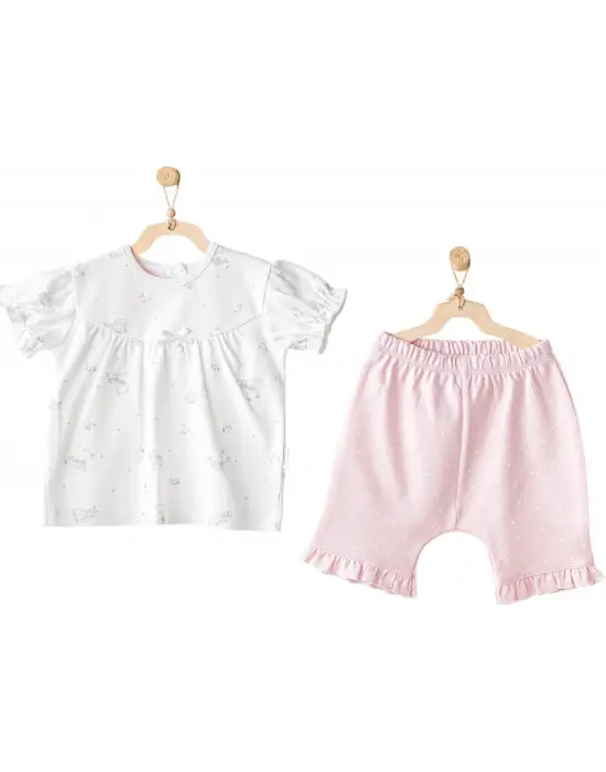 Andywawa AC25631 Cuddly Bunny Bear 2Li Bebe Takım Pink