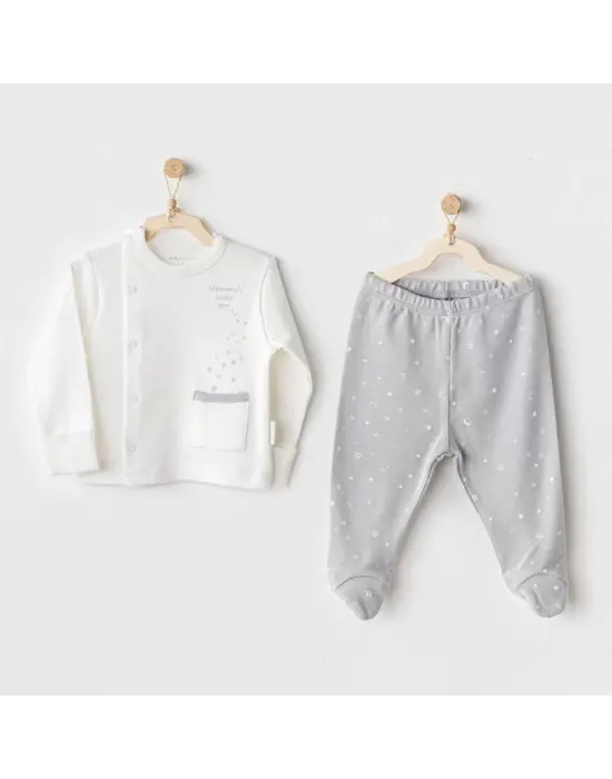 Omarı Mommys Little Star 2li Zıbın Set Grey