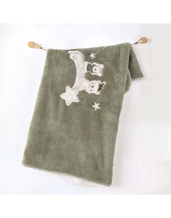 Omarı Yumuşak Dokunuşlu 90x85 Yeşil Wardrobe Battaniye