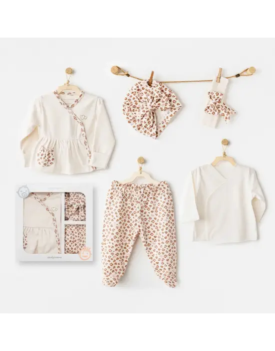 Omarı Şık ve Şık Leopard Desenli Hastane Çıkışı Seti